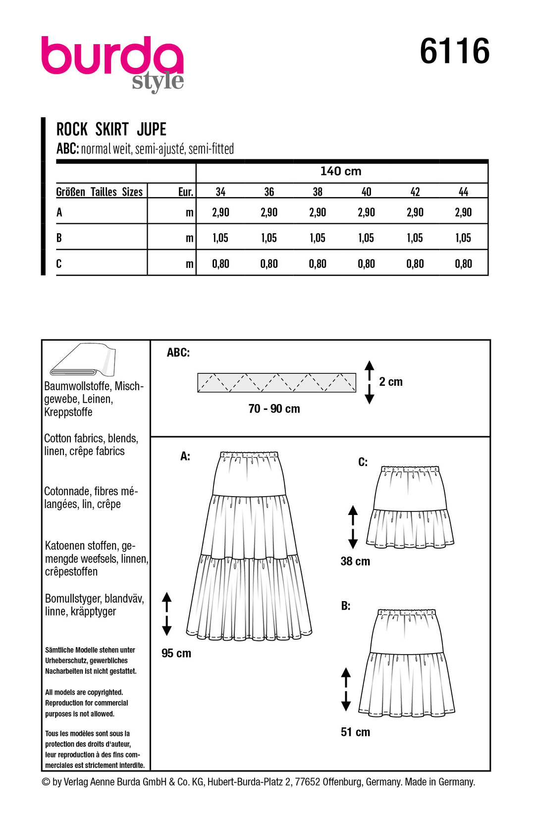 Burda Schnittmuster 6116 Rock