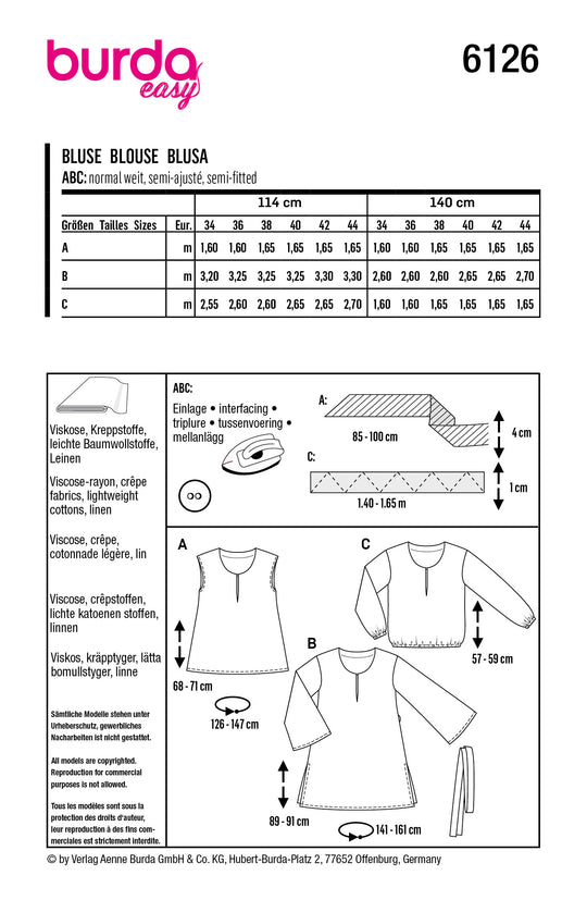 Burda Schnittmuster 6126 Tunika