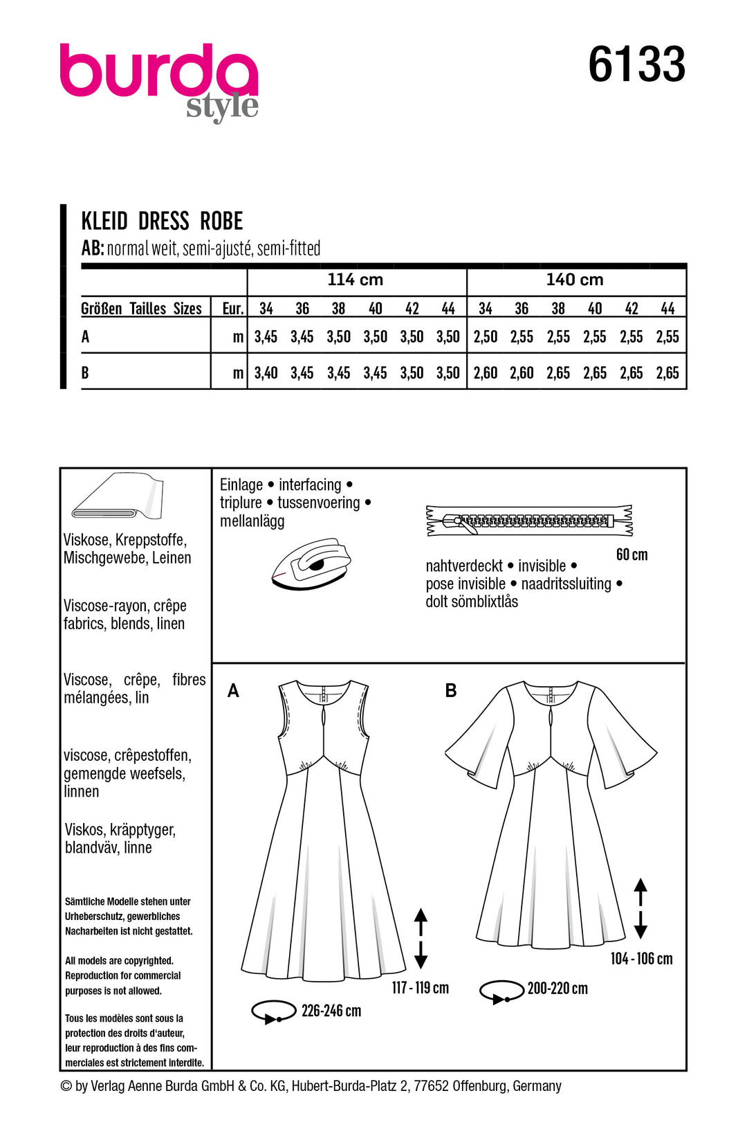 Burda Schnittmuster 6133 Kleid