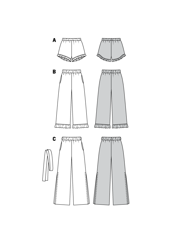 Burda Sewing Pattern 6199 Women's Wide-Leg Trousers with Elastic Waist