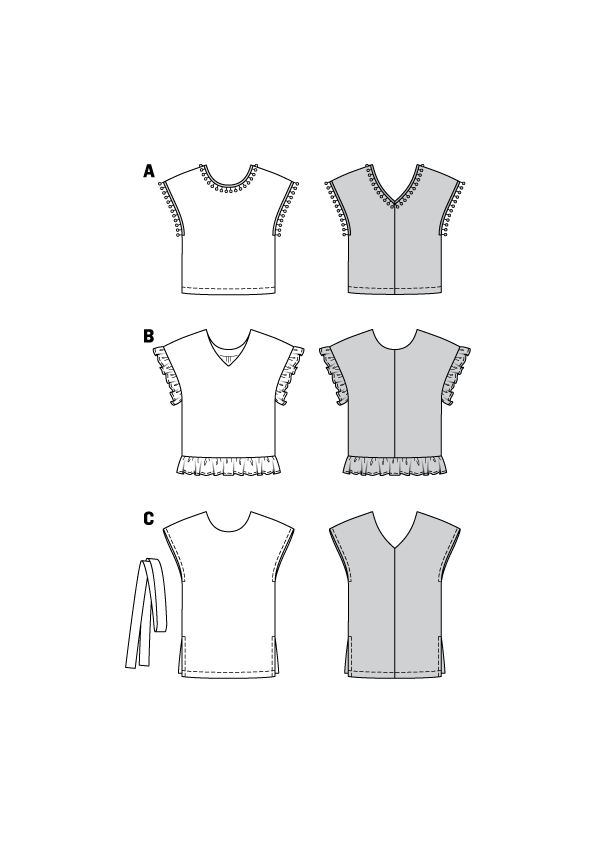 Burda Schnittmuster 6204 Damen Sommershirts mit V-Ausschnitt