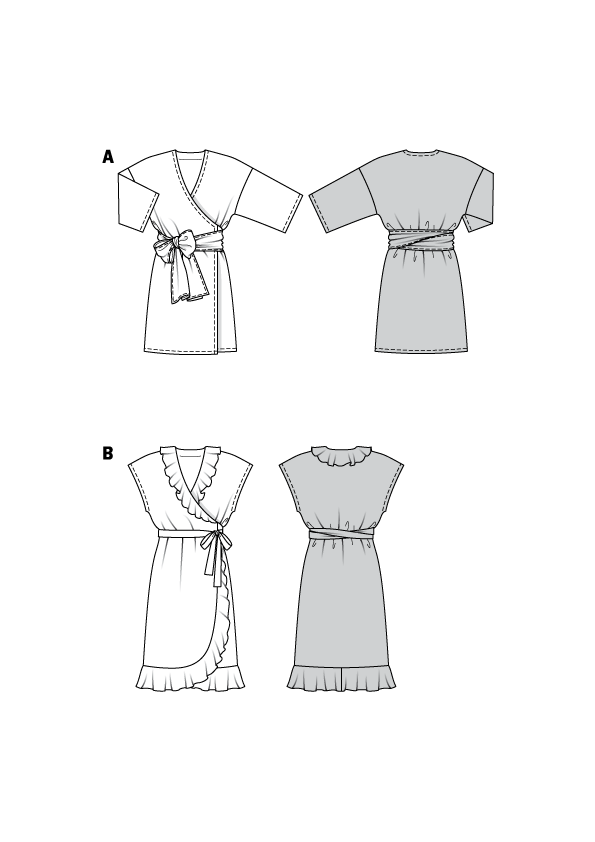 Burda Schnittmuster 6207 Damen Wickelkleid mit überschnittenen Schultern
