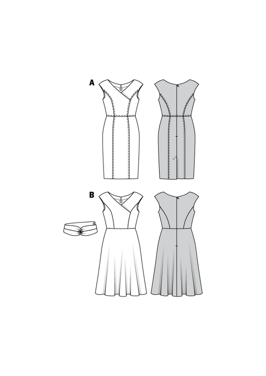 Burda Schnittmuster 6236 Damen Kleid in Wickeloptik mit V-Ausschnitt