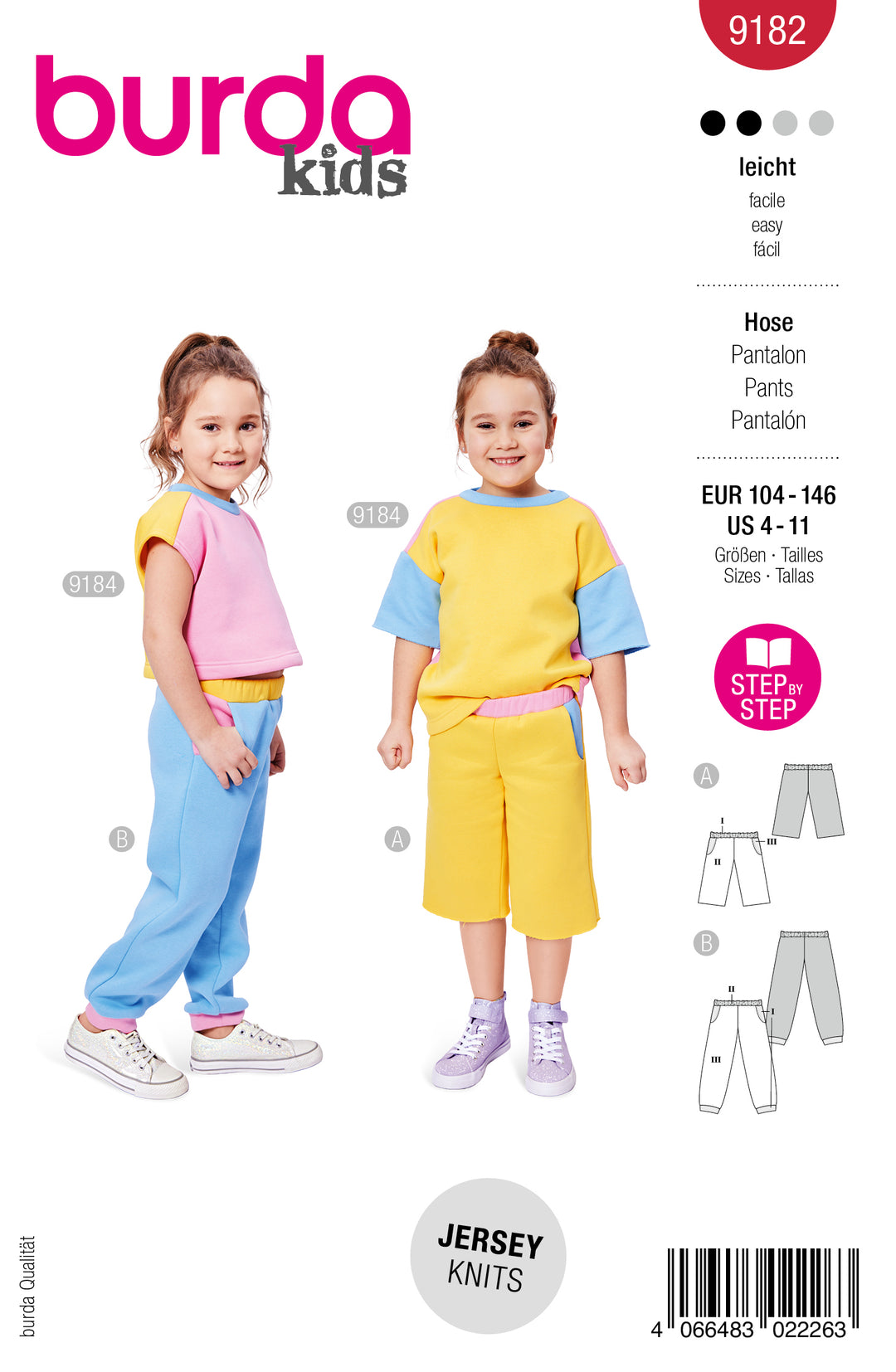 Burda Schnittmuster 9182 – Kinder Jogginghose & Sweat-Shorts