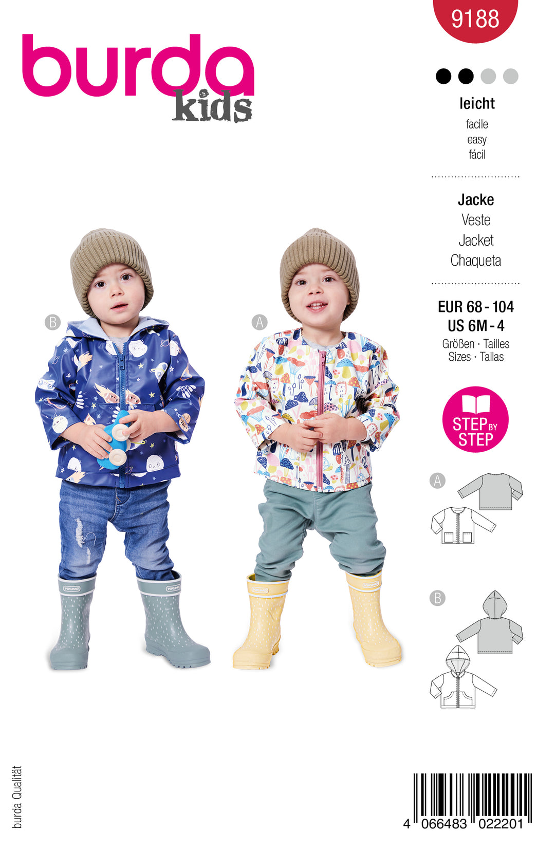 Burda Schnittmuster 9188 – Baby & Kinder Allwetter-Jacken