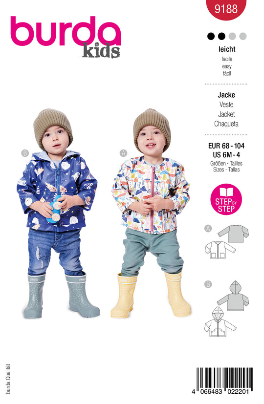 Burda Schnittmuster 9188 – Baby & Kinder Allwetter-Jacken