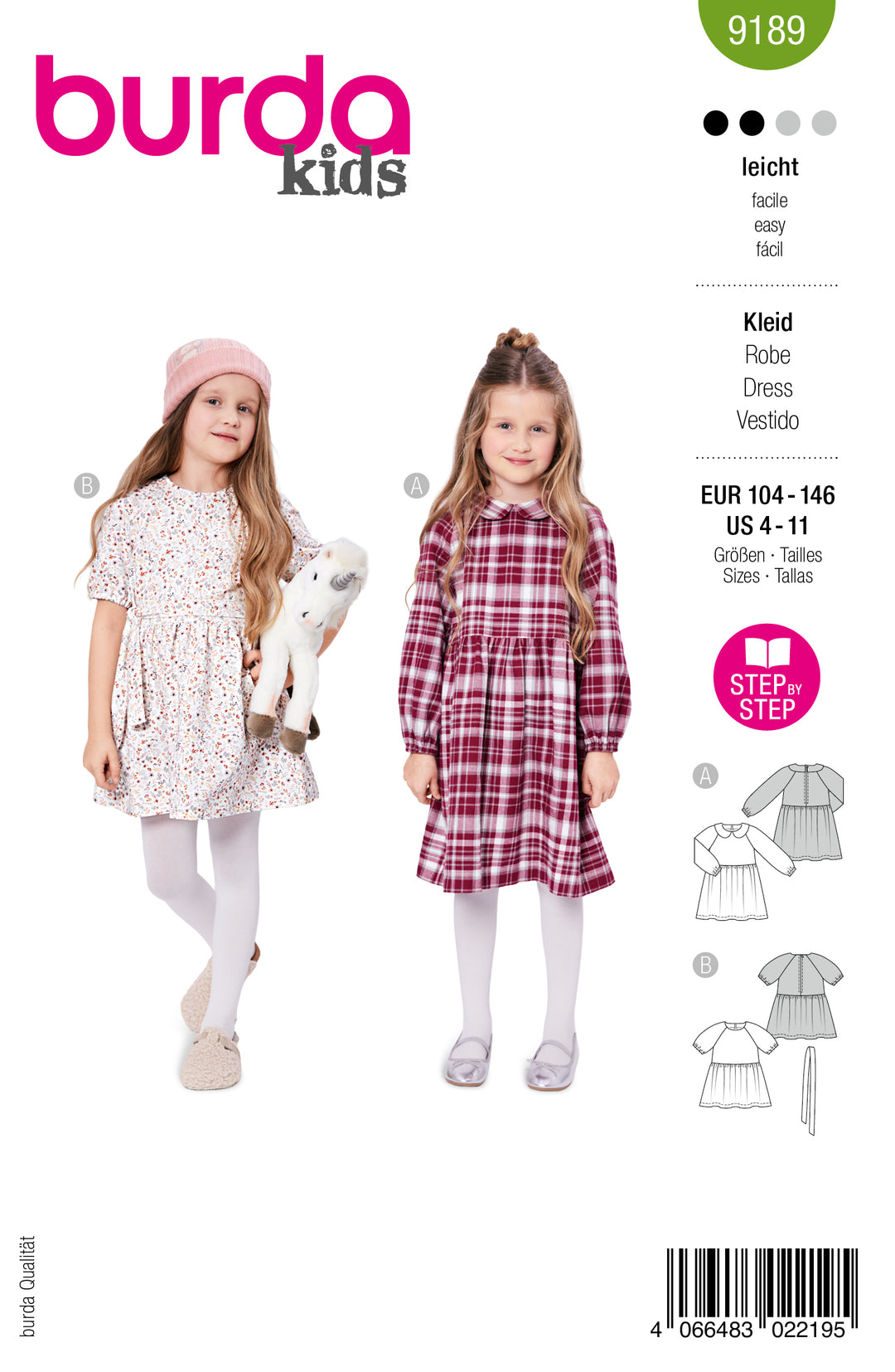 Burda Schnittmuster 9189 – Mädchen Flanellkleid & Sweatkleid