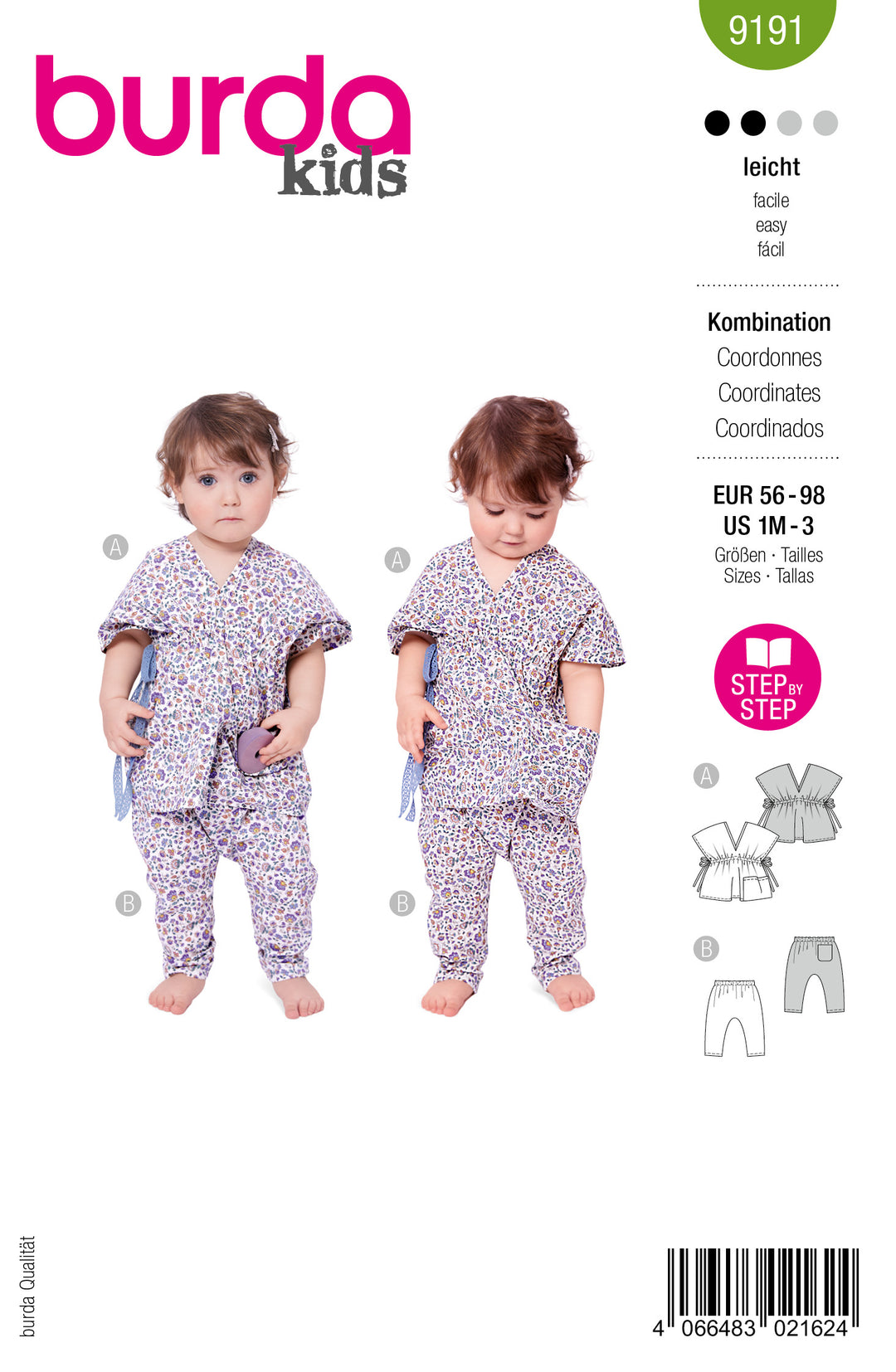 Burda Schnittmuster 9191 – Baby Set aus Bluse & Hose