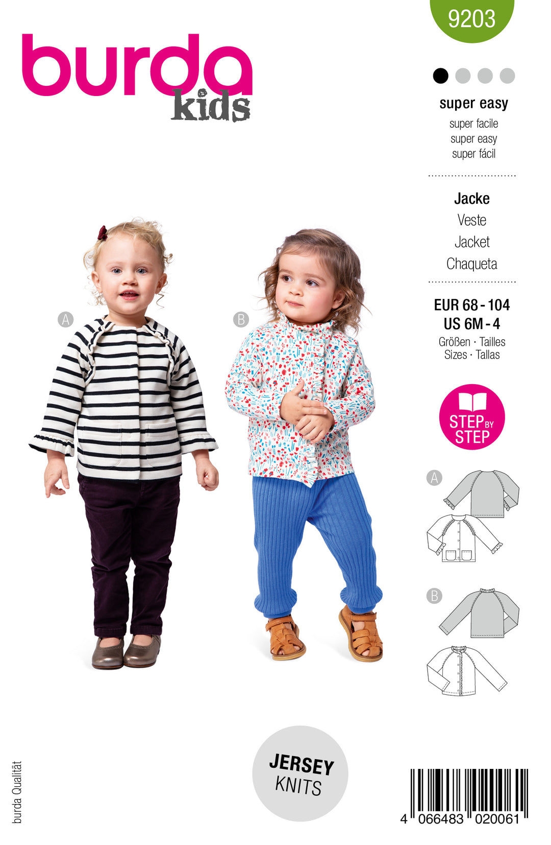 Burda Schnittmuster 9203 – Baby Jacken mit Rüschen