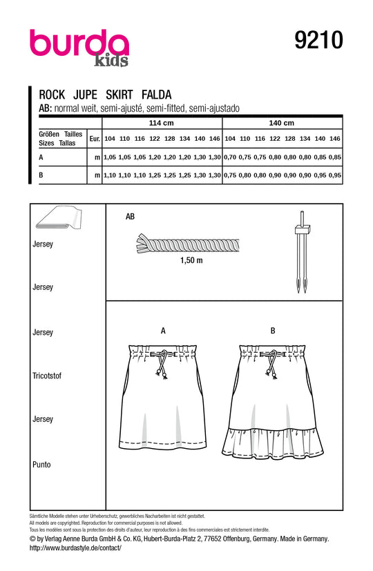 Burda Schnittmuster – Mädchen Röcke mit Rüsche & Tunnelzug