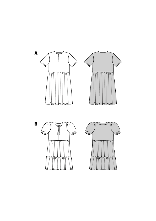 Burda Schnittmuster 9212 Mädchen Kleider mit schwingendem Rockteil, Bubikragen und Rüschen