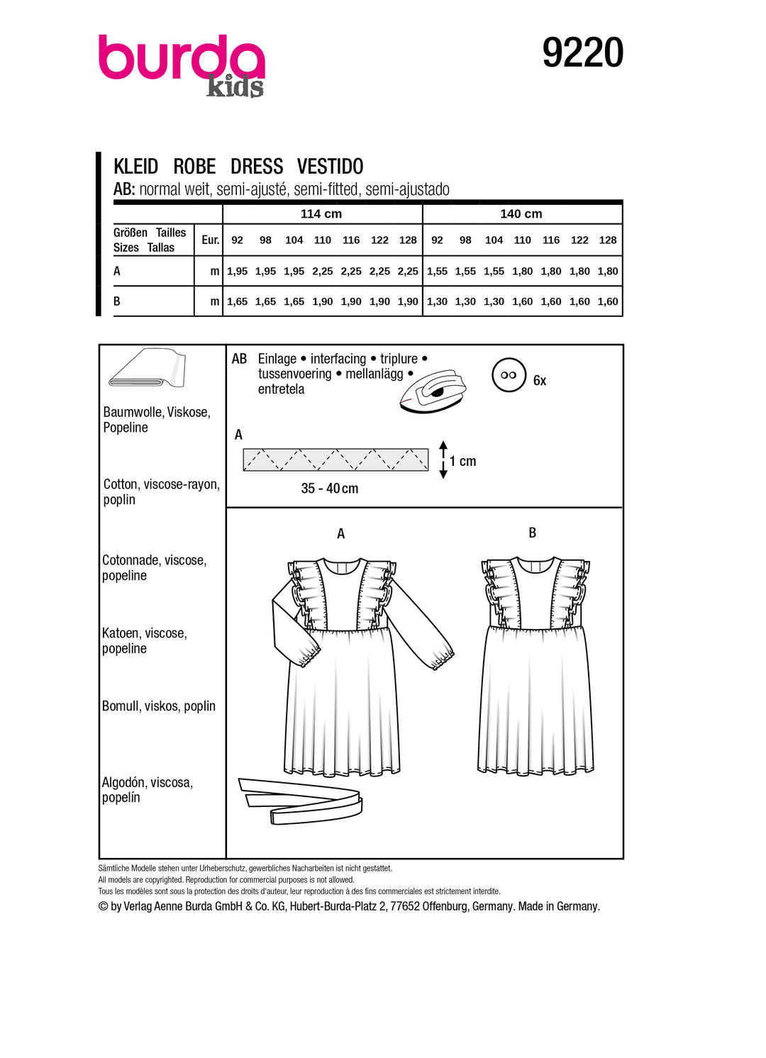 Burda Schnittmuster 9220 Kleid
