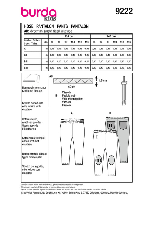 Burda Schnittmuster 9222 Hose