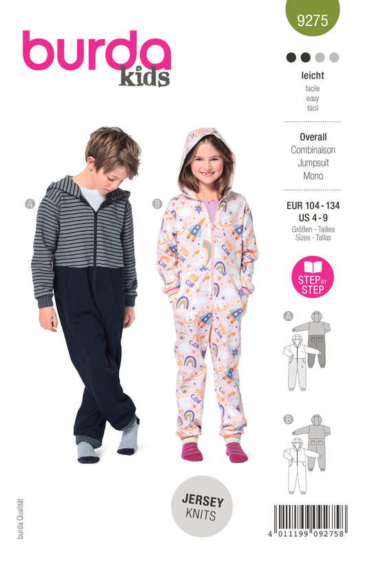 Burda Schnittmuster 9275 Overall mit Kapuze