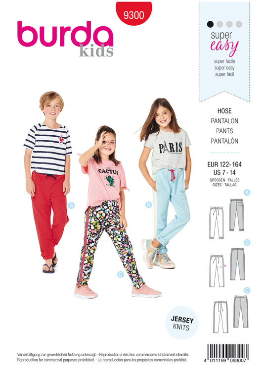 Burda Schnittmuster 9300 Kinder-Jogginghose mit Gummizug