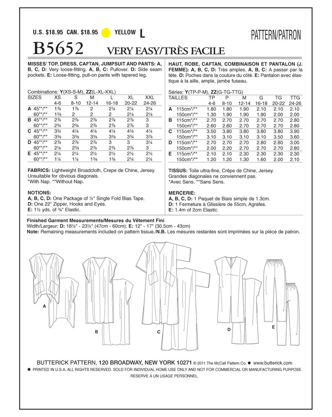 Butterick sewing pattern B5652 ladies' dress