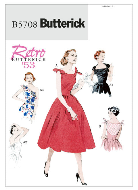 Butterick Schnittmuster B5708 Vintage Kleid mit Schulterbändern 1950er Jahre