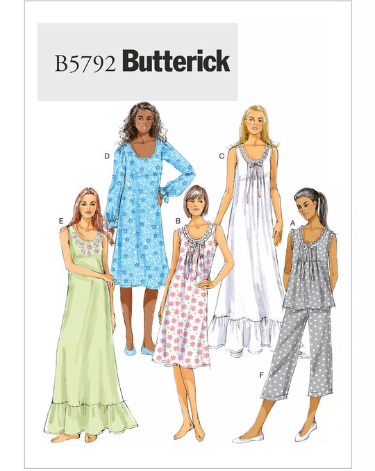 Butterick Schnittmuster B5792 Damen Schlafbekleidung