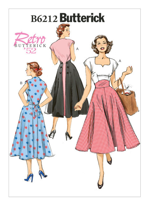 Butterick Schnittmuster B6212 Vintage Pullover-Kleider mit Rückenwickel 1950er Jahre