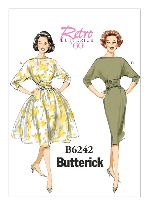 Butterick Schnittmuster B6242 Vintage Kleid mit gerafftem Bund 1960er Jahre