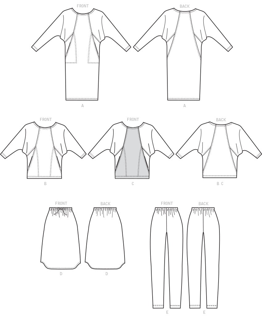 Butterick Schnittmuster B6525 – Kleid, Tunika, Rock & Hose