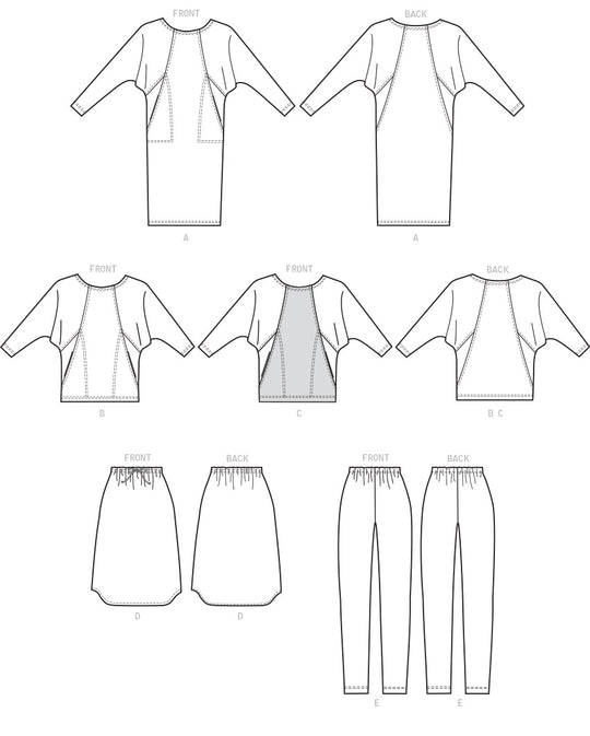 Butterick Schnittmuster B6525 – Kleid, Tunika, Rock & Hose