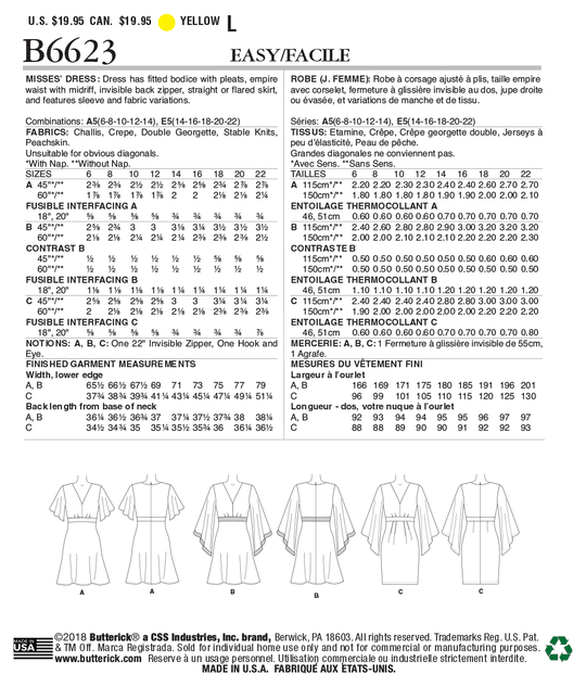 Butterick Schnittmuster B6623 – Damen Kleid in legerer Weite