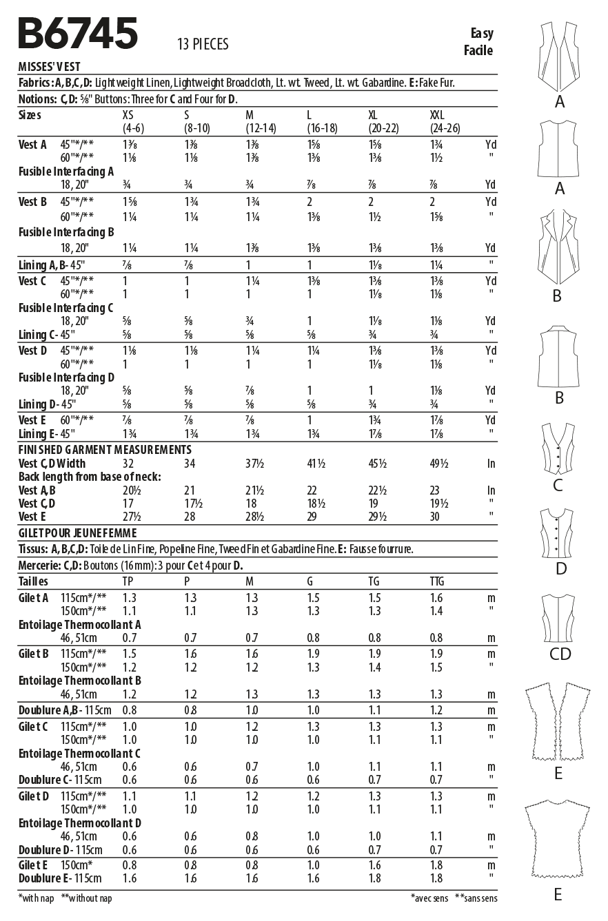 Butterick Schnittmuster B6745 Damen Top