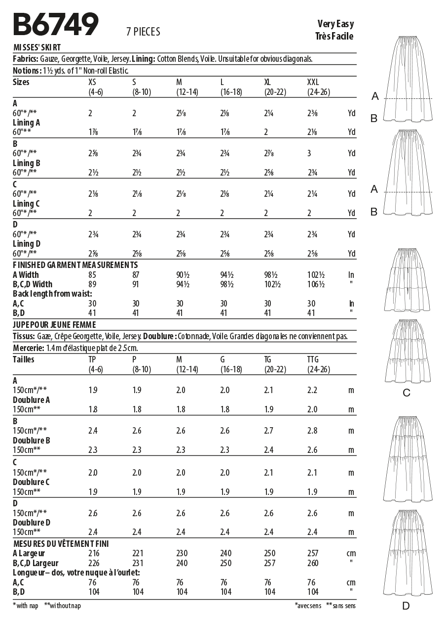 Butterick Schnittmuster B6749 Damen Rock