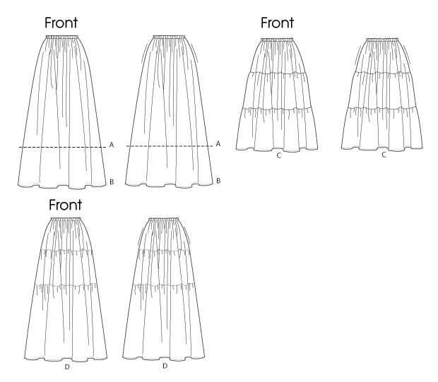 Butterick Schnittmuster B6749 Damen Rock