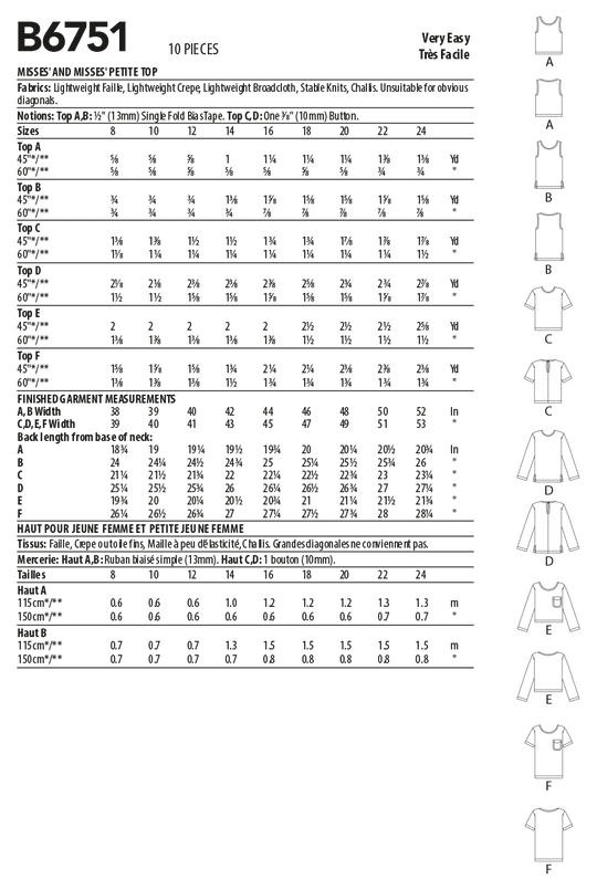 Butterick Schnittmuster B6751 Damen Top