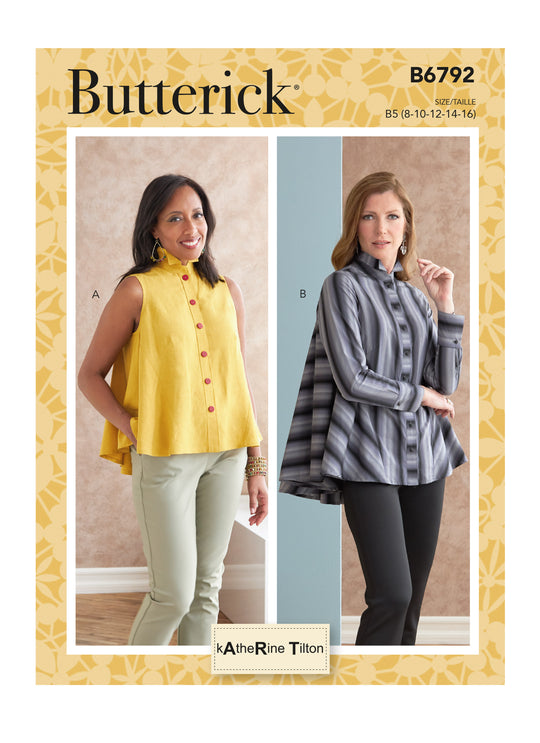 Butterick Sewing Pattern B6792 – Misses' Top with Button Placket