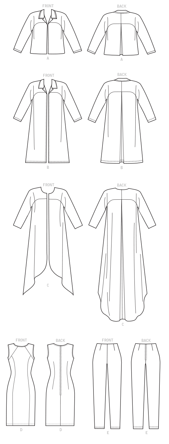 Butterick Schnittmuster B6802 Damen Jacke, Kleid und Hose