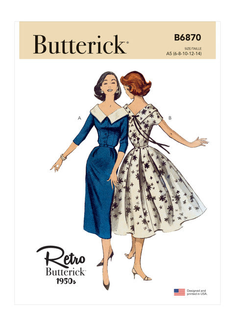 Butterick Schnittmuster B6870 Vintage Kleid und Gürtel 1950er Jahre