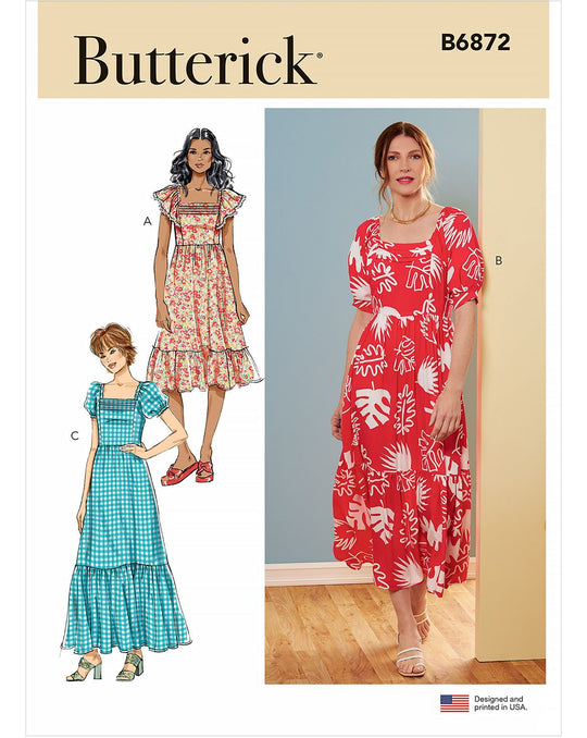 Butterick Schnittmuster B6872 – Damen Kleid mit Volantrock