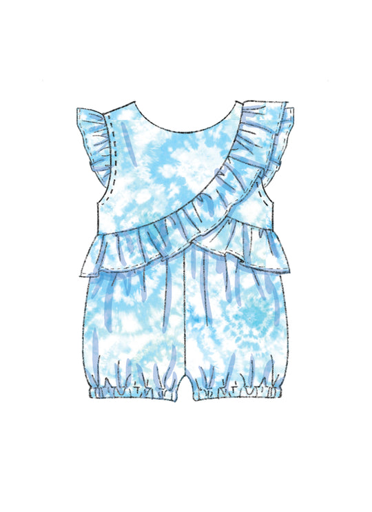 Butterick Schnittmuster B6904 – Babystrampler, Kleid & Höschen