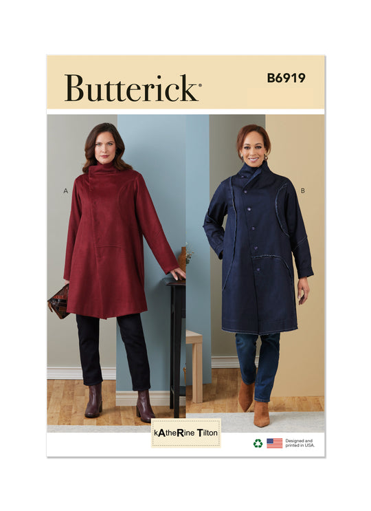 %NOVEMBER - DEAL% Butterick Schnittmuster B6919 – eleganter Damenmantel mit sichtbaren Nähten (Katherine Tilton Design)