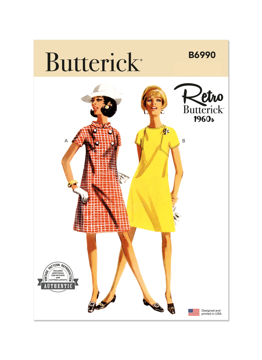 Butterick Sewing Pattern B6990 Vintage One-Piece Dress 1960s – Schnittmuster-Online