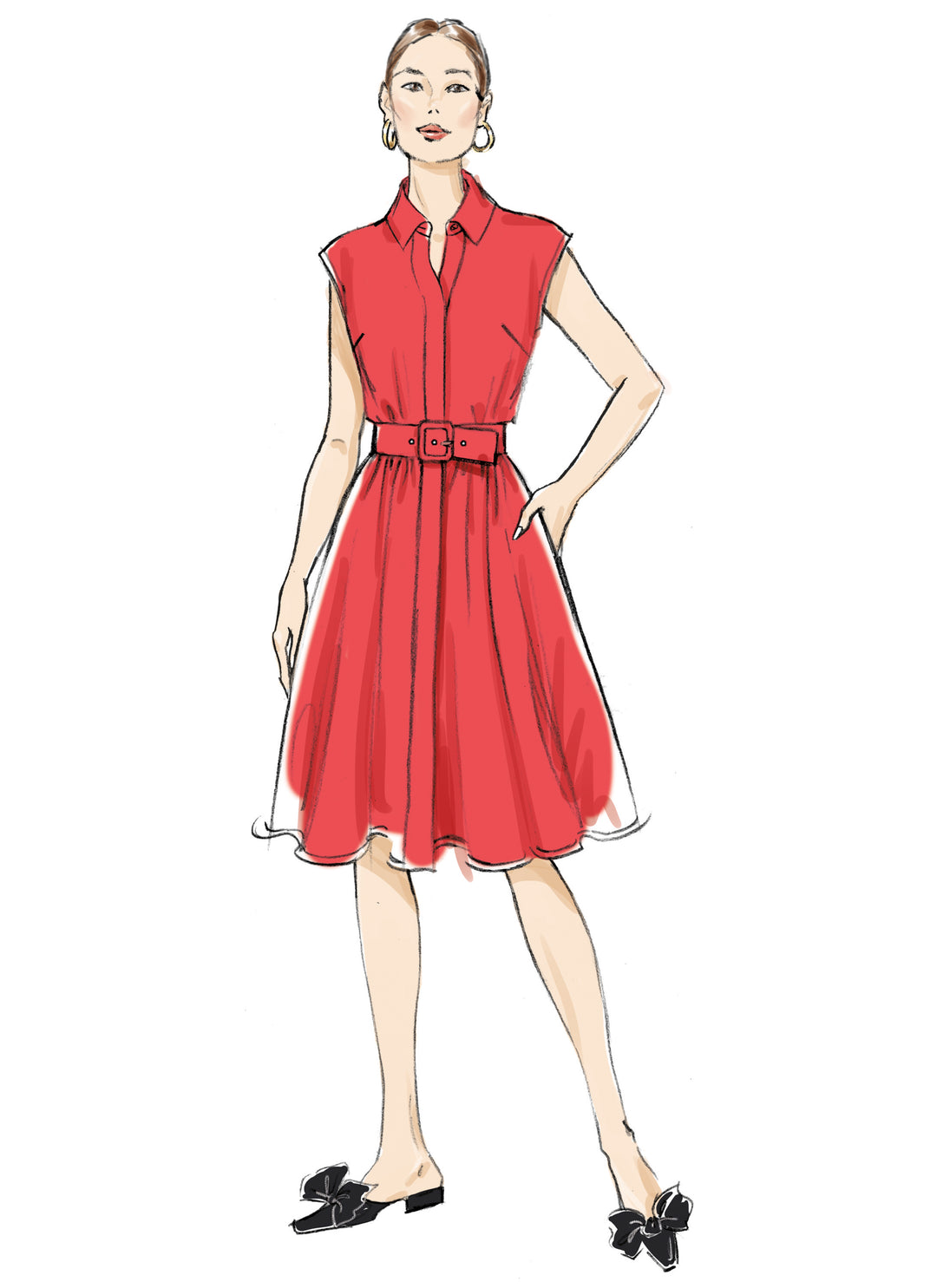 Butterick Schnittmuster  B7021 Damen Kleid mit Gürtel, Ärmel- und Längenvariationen
