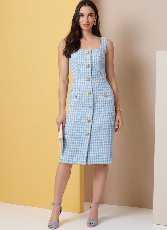 Butterick Schnittmuster  B7022 Damen Kleid in zwei Längen mit leichten Linien