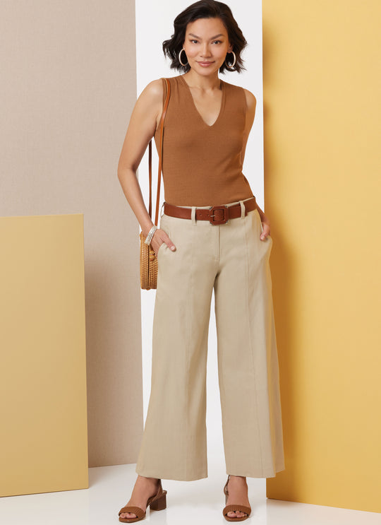 Butterick Schnittmuster  B7024 Damen Hose in zwei Längen mit Wickelgürtel