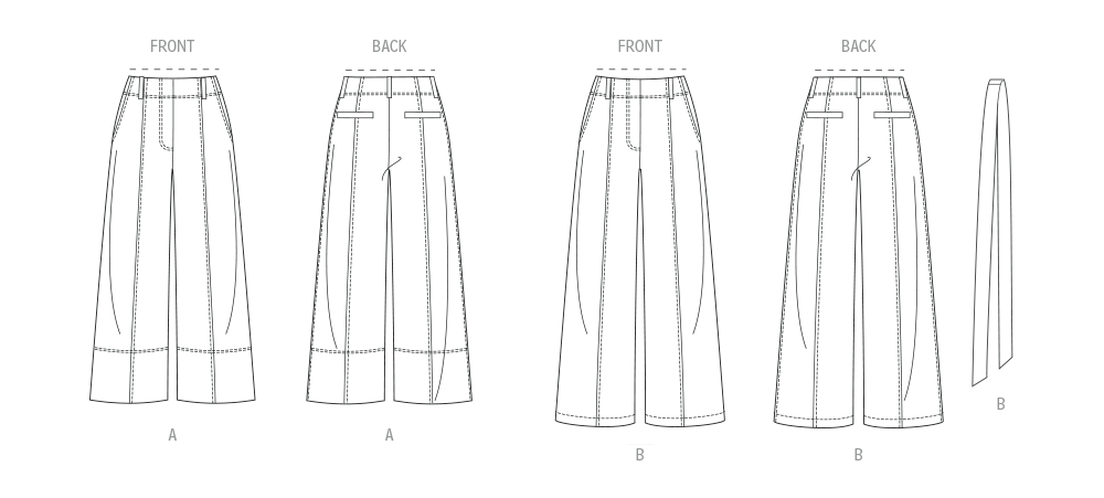 Butterick Schnittmuster  B7024 Damen Hose in zwei Längen mit Wickelgürtel