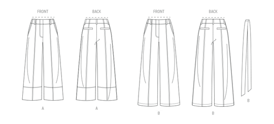 Butterick Schnittmuster  B7024 Damen Hose in zwei Längen mit Wickelgürtel