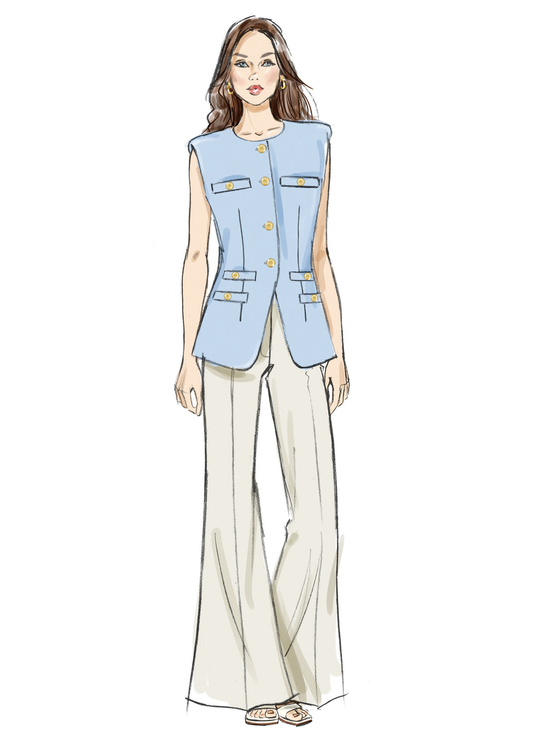 Butterick Schnittmuster  B7027 Damen Weste und Hose