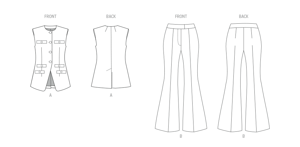 Butterick Schnittmuster  B7027 Damen Weste und Hose