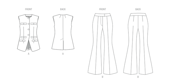 Butterick Schnittmuster  B7027 Damen Weste und Hose