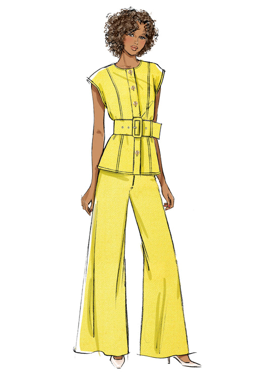 Butterick Schnittmuster  B7028 Damen Top mit Gürtel und Hose