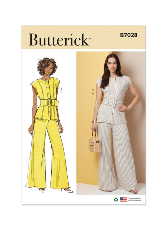 Butterick Schnittmuster  B7028 Damen Top mit Gürtel und Hose