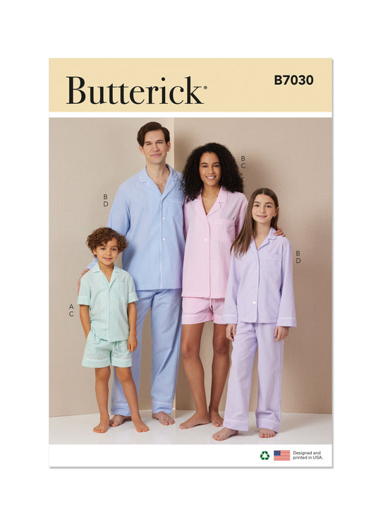 Butterick Schnittmuster  B7030 Hemden, Shorts und Hosen für Kinder und Erwachsene