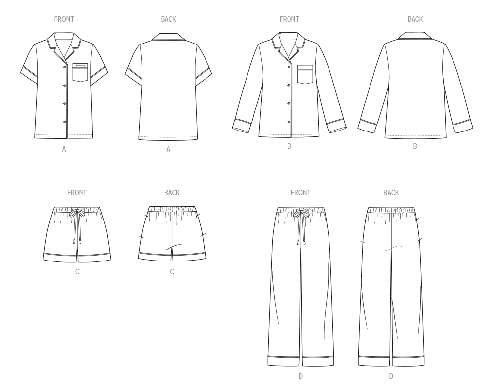 Butterick Schnittmuster  B7030 Hemden, Shorts und Hosen für Kinder und Erwachsene